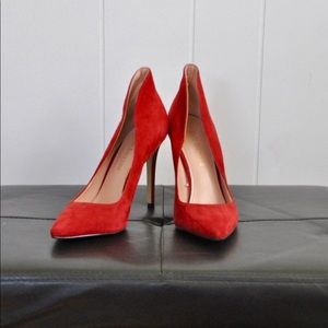 Red Suede Pumps